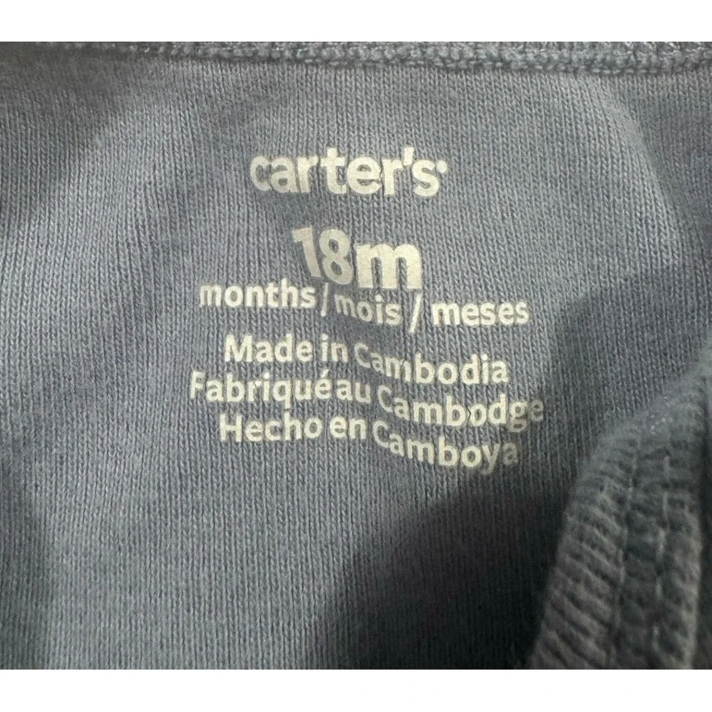 Carters Baby Boy Bodysuit One Piece 18 Months Slate Blue Short Sleeve Cotton